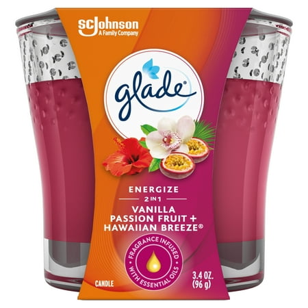 Glade 2in1 Jar Candle Air Freshener, Hawaiian Breeze & Vanilla Passion Fruit, 3.4