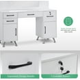 thumbnail image 5 of BarberPub Vanity Table Set with Mirror Makeup Styling Barber Station with Drawer Modern Black 3143, 5 of 8