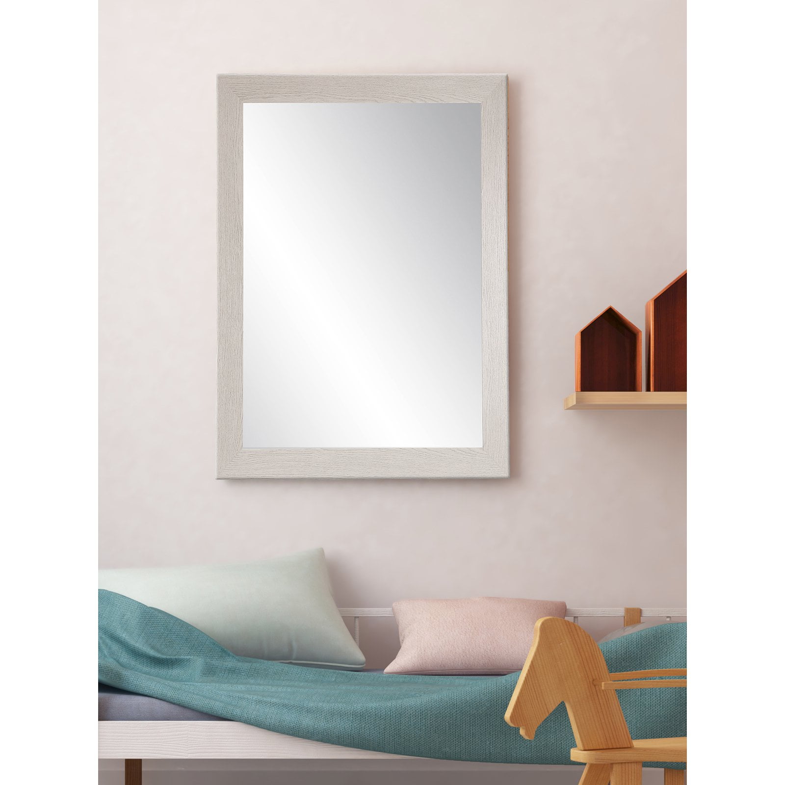 BrandtWorks Farmhouse Gray Wood Grain Wall Mirror