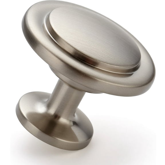Brushed Nickel Kitchen Cabinet Knobs 1-1/4 inch Round Drawer Pulls Zinc Furniture Handles for Dresser and Desk Satin Nickel 10 Pack