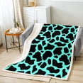 thumbnail image 2 of Cow Print Fleece Blanket Kawaii Farm Animal Blanket, Black Teal Blue Throw Blanket for Chair Highland Cattle Bull Skin Sherpa Blanket, Wildlife Hair Skin Plush Blanket, 2 of 5