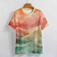 thumbnail image 3 of Purple Blue And Gold Wave Women's Short Sleeve T-Shirt Crew Neck Casual Summer Trendy Loose Fit Tops, 3 of 6