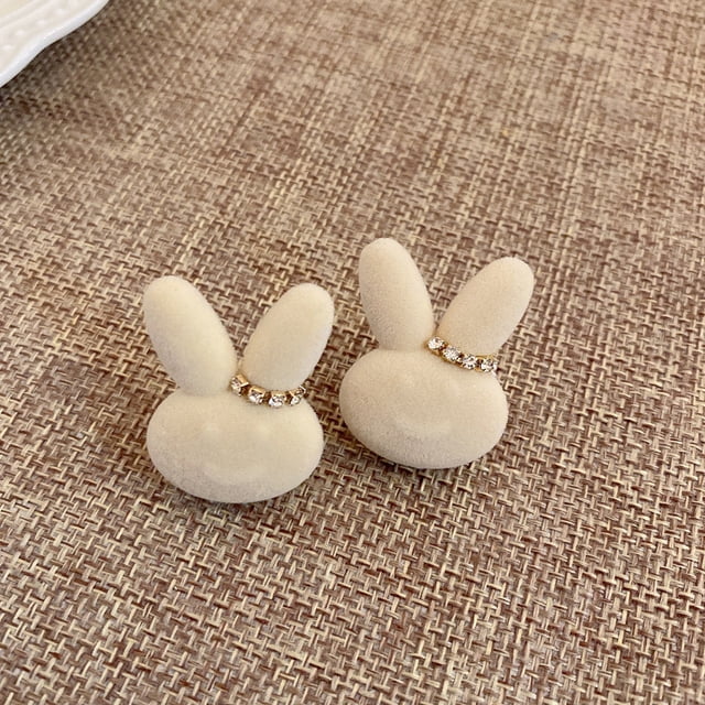 Up to 65% Off Needle Personality Design Sense Flocking Diamond Rabbit Earrings Ins Fashion All-match Earrings Temperament Earrings Women ( 1Pairs ) Necklace Rings Earring Jewelry on Clearance