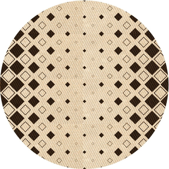 Ahgly Company Machine Washable Indoor Round Transitional Sienna Brown Area Rugs, 8' Round