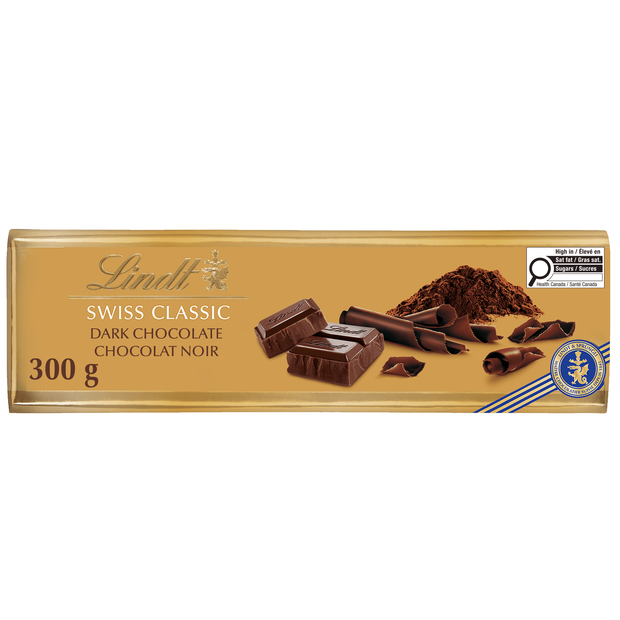 Chocolat noir surfin Lindt SWISS CLASSIC Gold – Barre (300 g)