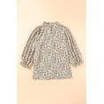 thumbnail image 5 of Khaki Leopard 3/4 Ruffle Sleeve Frill Neck Blouse, 5 of 32