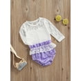 thumbnail image 4 of Qmyliery baby Girl Romper Suits, Casual Long Sleeve Lace Playsuit + Short Pants Set, 4 of 8