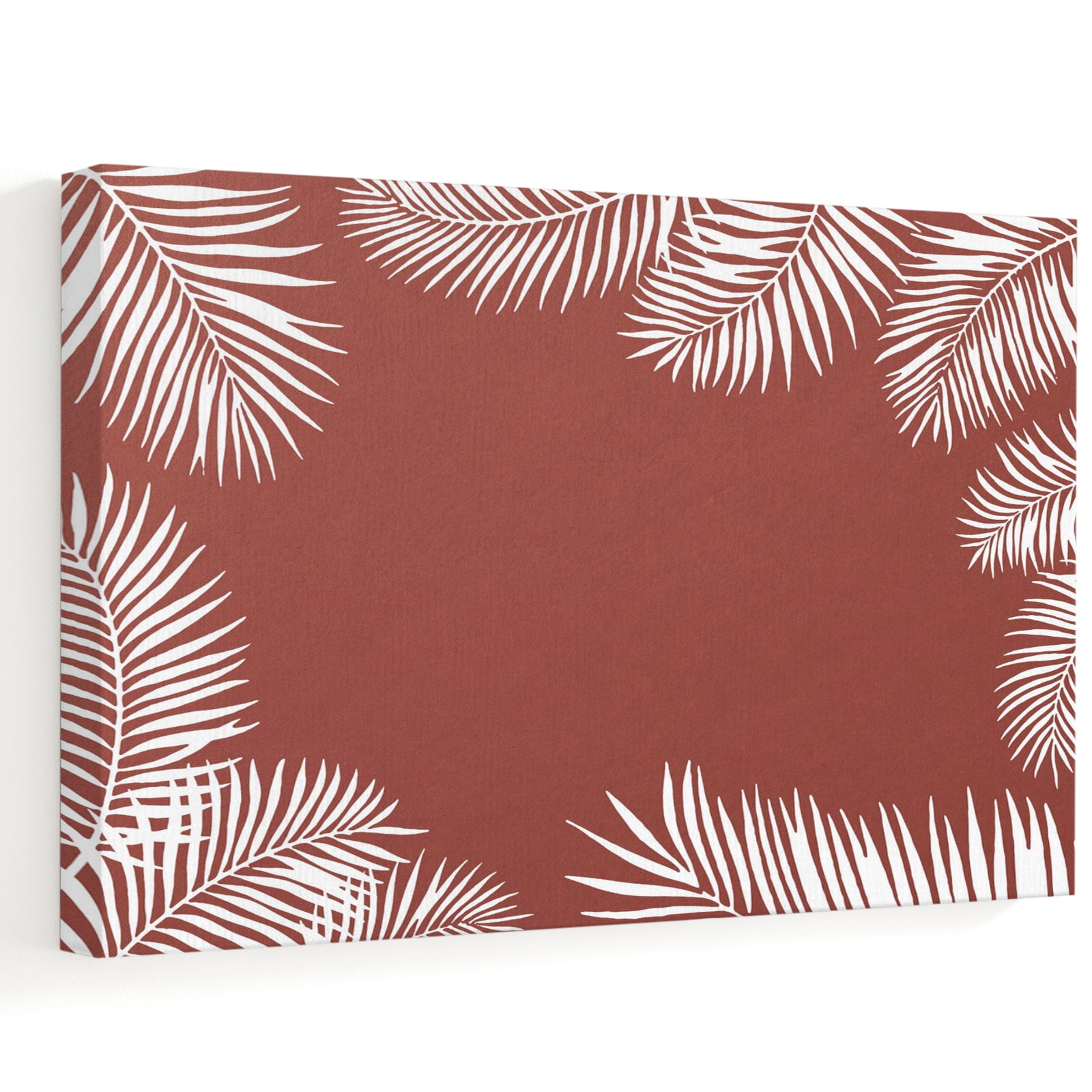 Red Palm Canvas Wall Art 12 x 8 Summer Tropical Country Minimalist Coastal Botanical Leaf Frame Picture Prints Ready to Hang Waterproof Artwork Decor for Bathroom Kitchen Corner Bedroom Entryway