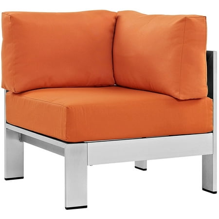 Modway S Outdoor Patio Aluminum Corner Sofa In Silver Orange Modway S Outdoor Patio Aluminum Corner Sofa In Silver Orange