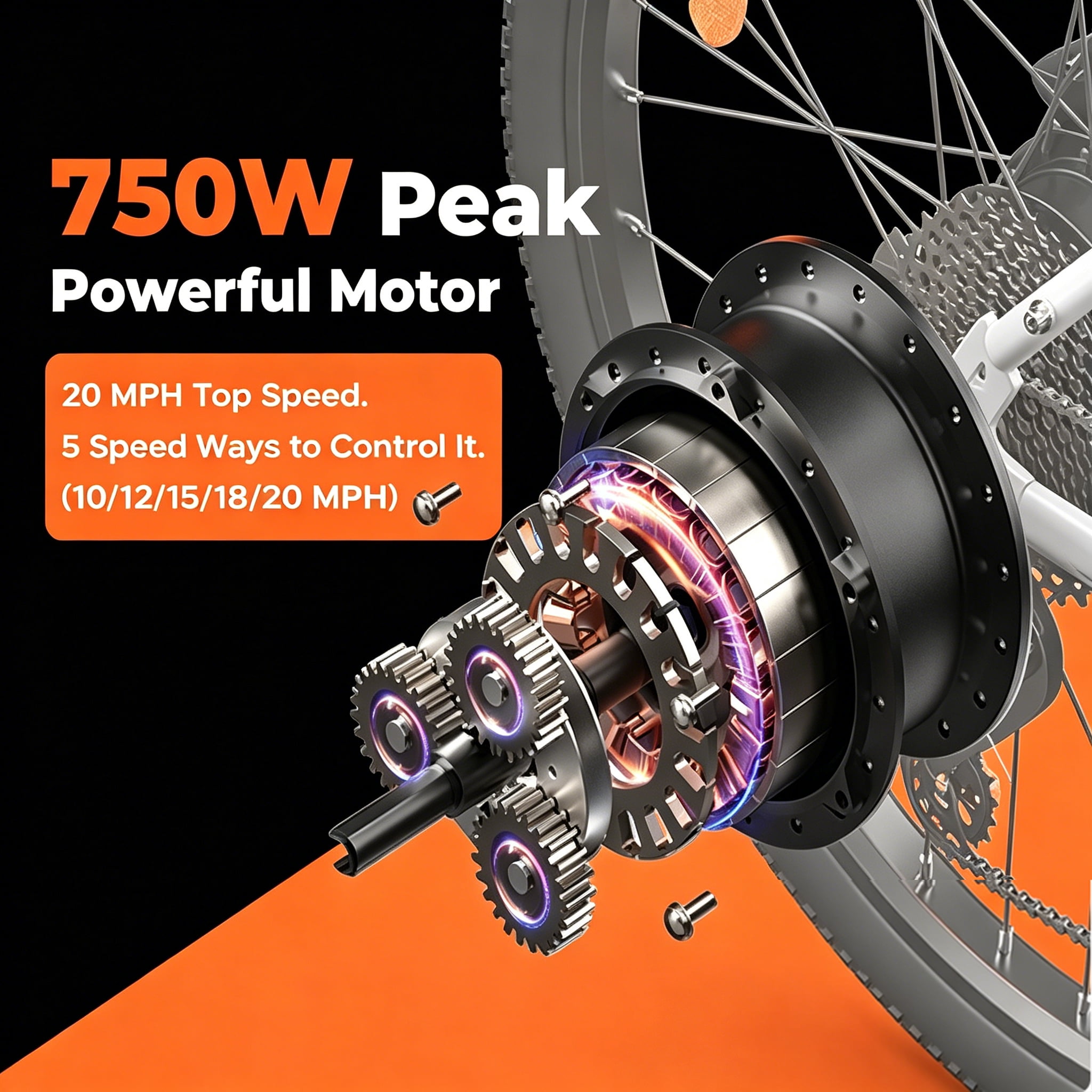 iScooter 750W Peak Electric Bicycles,26" Electric Bike for Adults with 15Ah Removable Battery,LCD,Suspension Fork,5 Riding Modes, Mountain Ebike
