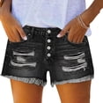 thumbnail image 2 of Pull On Jean Shorts for Women High Waisted Trendy Summer Casual Ripped Cutoff Stretchy Distressed Denim Shorts Black S, 2 of 5