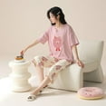 thumbnail image 5 of Defitshape Women's Capri Pajama Set Crew Neck Pjs Short Sleeve Cute 100 Cotton Cartoon Printed Elastic Summer Fashion Elastic Band Pj Sleepwear Style12 XX-Large, 5 of 5