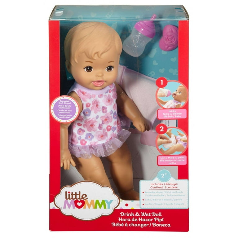 Little Mommy Drink & Wet Feeding and Changing Doll, Light Brown