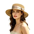 thumbnail image 4 of Gyujnb Wide Brim Sun Hat for Beach Hat with Flat Top Design Breathable Woven Summer Outdoor Sun Floppy Beach Hat for Travel, 4 of 4