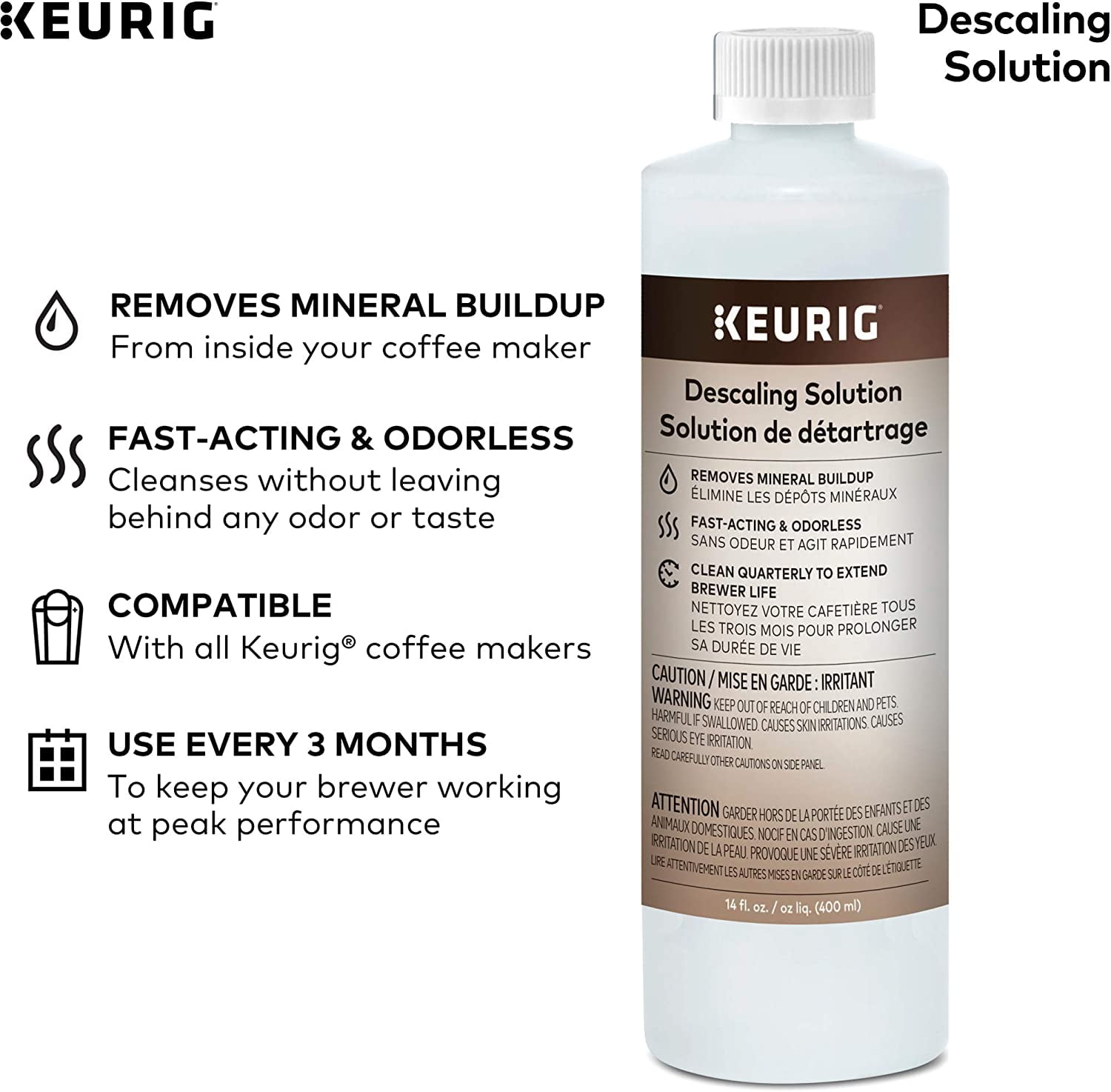 Keurig Brewer Cleaner Includes 14 oz. Descaling Solution Compatible Classic 1.0 2.0 K Cup Pod Coffee Makers