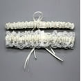 thumbnail image 1 of Wedding Garter for Bride Stretch Prom Garters Bridal Leg Garter Set, Milky White, 1 of 5