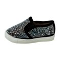 thumbnail image 2 of Toddler/Baby Girls Rhinestone Flat Slip On Sneakers Black, 4 Toddler, 2 of 3