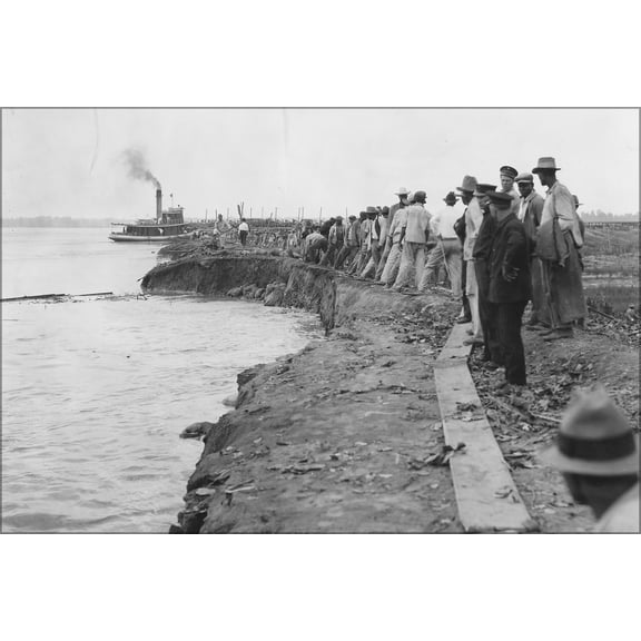 24"x36" Gallery Poster, Aerial photograph of flood, unidentified stretch of lower Mississippi River. NARA 285972