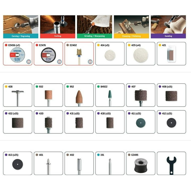 Dremel 710-08 160-Piece Rotary Tool Accessory Kit with Plastic Storage  Case, EZ Lock Technology, Cutting Bits, Polishing Wheel and Compound,  Sanding Disc and Drum, Carving, Sharpening, and Engraving 
