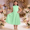 thumbnail image 2 of Gunia Flower Teen Girl Dresses For Wedding Elegant Long With Pleated Skirt Sleeveless Design Summer Occasions Party Wear Formal Green Dress For Girls 7-12 Years, 2 of 9