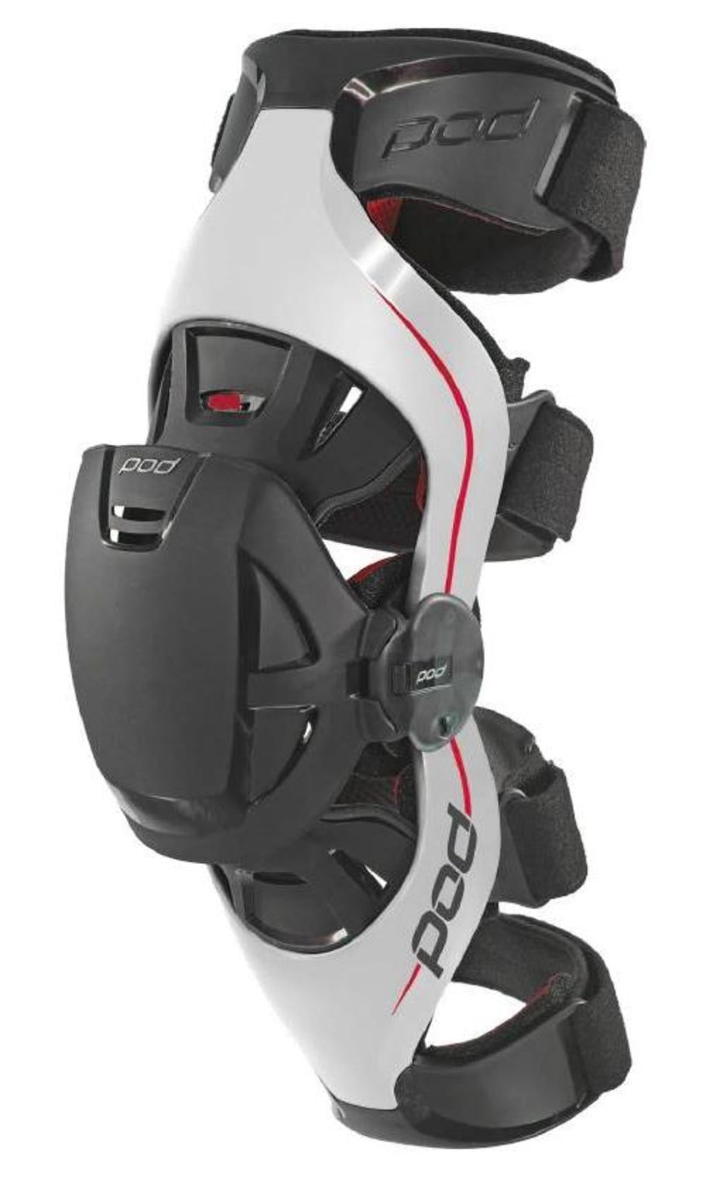 POD K4 Premium MX Knee Brace RT Gray/Red (Gray, Medium Large