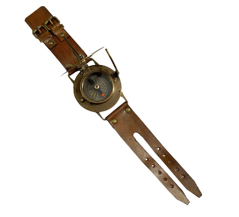 Brass Sundial Compass with Handmade Leather Band | Wrist Compass & Nautical Sundial Watch | Gift Item