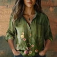 thumbnail image 2 of ZJXFGS Women'S Sweatshirts Blouses & Button-Down Shirts Womens Tops Dressy Casual Comfort Color Sweatshirts Striped Button Down Shirt Women Early Fall Fashion Fall Blouses For Women 2025 Green M, 2 of 4