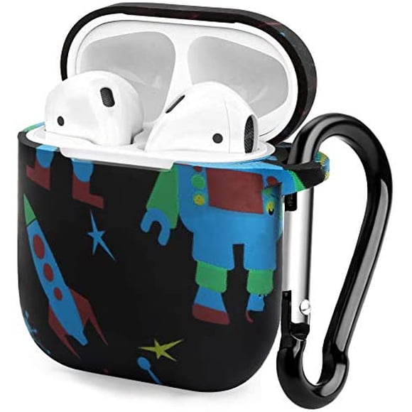 Compatible with AirPods Case Cover Fadeless Pattern Printed Soft Silicone Protective Cover with Keychain for AirPods