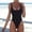 Black, variant on Women's Retro 80s/90s High Cut Low Back One Piece Swimsuits Bathing Suits modest one piece swimsuit women backless swim suits for women 2025 high waisted Bikini Beachwear -Up Padded Swimwear One Bath