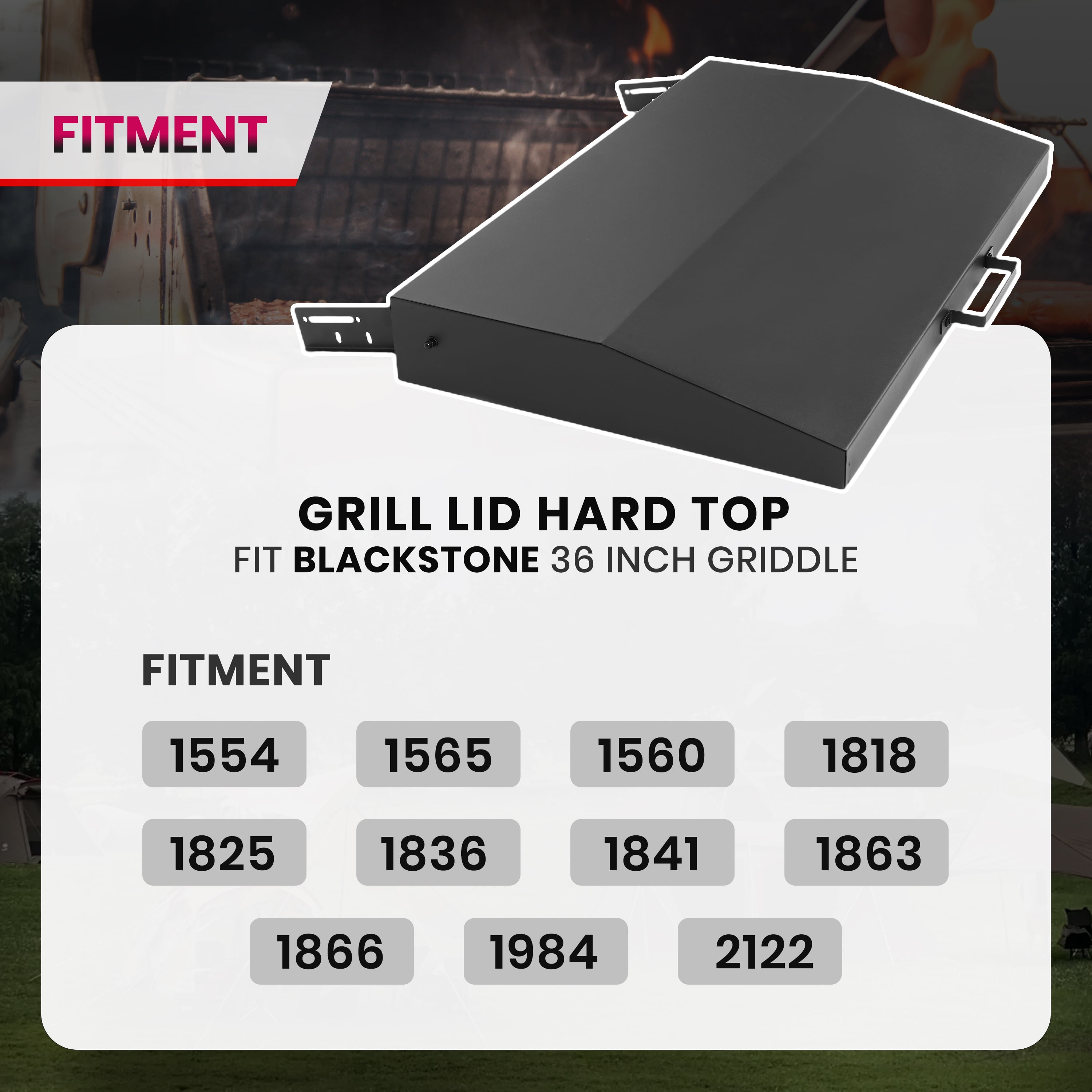 Kojem 36 in Griddle Hood Lid for Blackstone Griddle 36" Grill Hard Cover Black BBQ with Heatproof Handle Powder Coated