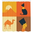 thumbnail image 2 of Vintage Egyptian Shower Curtain, Camel Pyramids Emperor Cat Pattern, Fabric Bathroom Set with Hooks, 69W X 84L Inches Extra Long, Earth Yellow Burnt Sienna Dark Violet Blue Cream, by Ambesonne, 2 of 2