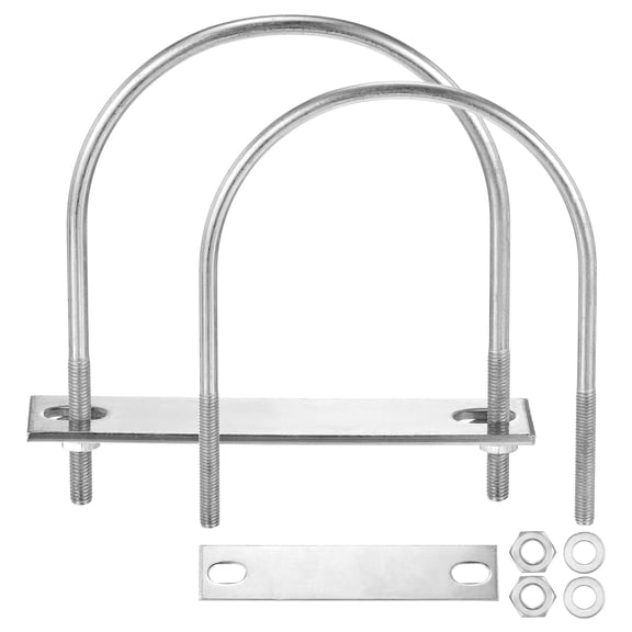 U Bolts 2 Sets (1/4"(M6)x4.25"x5.03"), Round U Bolt Kits 304 Stainless Steel with Accessories - for Construction, Pipe, Trailer, Automotive, Leaf Spring Fastener