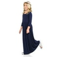 thumbnail image 4 of Zhuashum Christmas Dress 6-7 Years Kids Toddler Round Neck Solid Color Long Sleeve Above Knee Long Princess Dress Classic Wear Dark Blue, 4 of 5