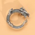 thumbnail image 3 of K-KED Pure S925 Sterling Silver Band Men Gift Five Claws Red Eye Dragon Open Ring 11g, 3 of 9
