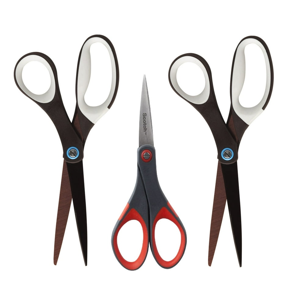 Scotch Scissor 3 Pack, Titanium Blades, two 8" & one 6" Scissor
