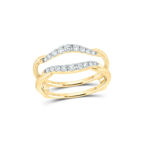 14kt Yellow Gold Womens Round Diamond Wedding Wrap Ring Guard Enhancer 1/3 Cttw