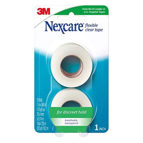 Nexcare Flexible Clear First Aid Tape, Tears Easily, For Securing Medical Devices, 2 Rolls