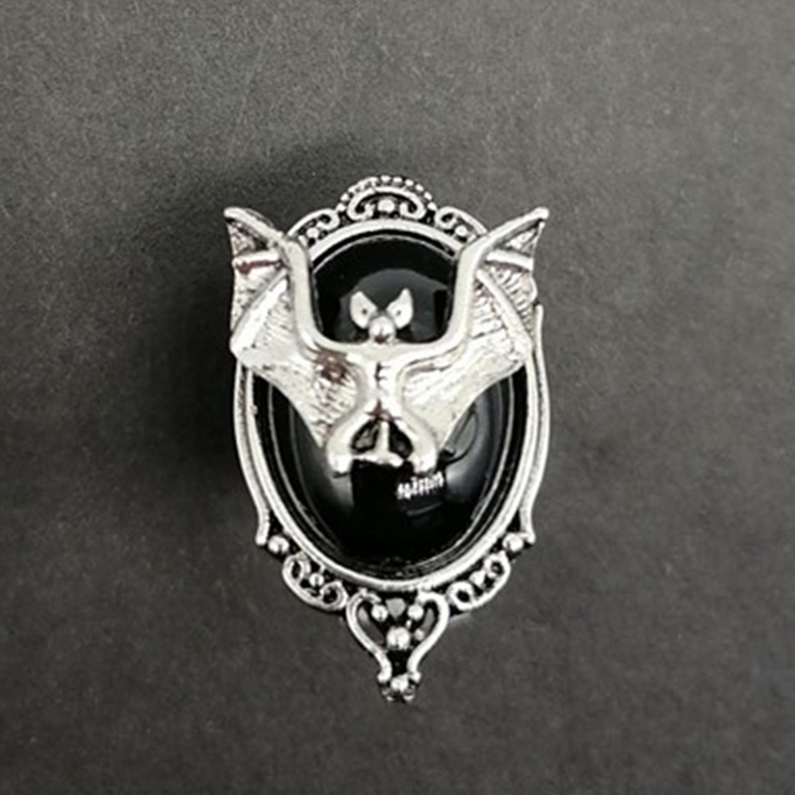 Anillo De Murciélago De Plata, Anillo Clásico De Murciélago Con Piedra