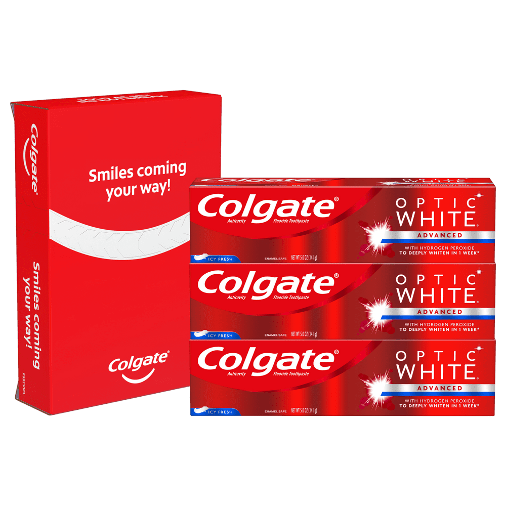 Colgate Optic White Whitening Toothpaste, Icy Fresh 5 ounce (3 pack