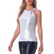thumbnail image 4 of INSPIRAR CHIC Top de Mujer Sin Mangas Cuello Redondo Metálico Brillante Fiesta Nudo Torcido Cami Tops S Blanco Plateado, 4 of 6