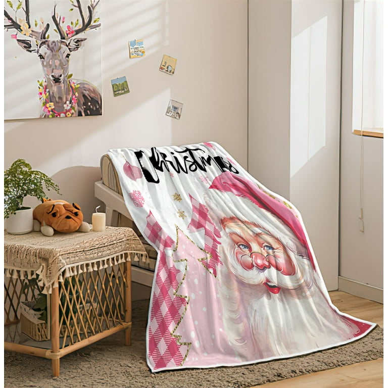Christmas Santa Claus Blanket Merry Christmas Pink Santa Claus Tree Throw Blanket Funny Xmas Santa Winter Super Soft Christmas Throws for Winter Bedding Couch and Gift 50x60inch Walmart