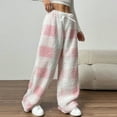 thumbnail image 3 of Gytharion Fuzzy Pajama Pants for Women Winter Fleece Warm Pj Pants with Pockets Cute Plaid Printed Drawstring Elastic Waisted Furry Lounge Pants, 3 of 5