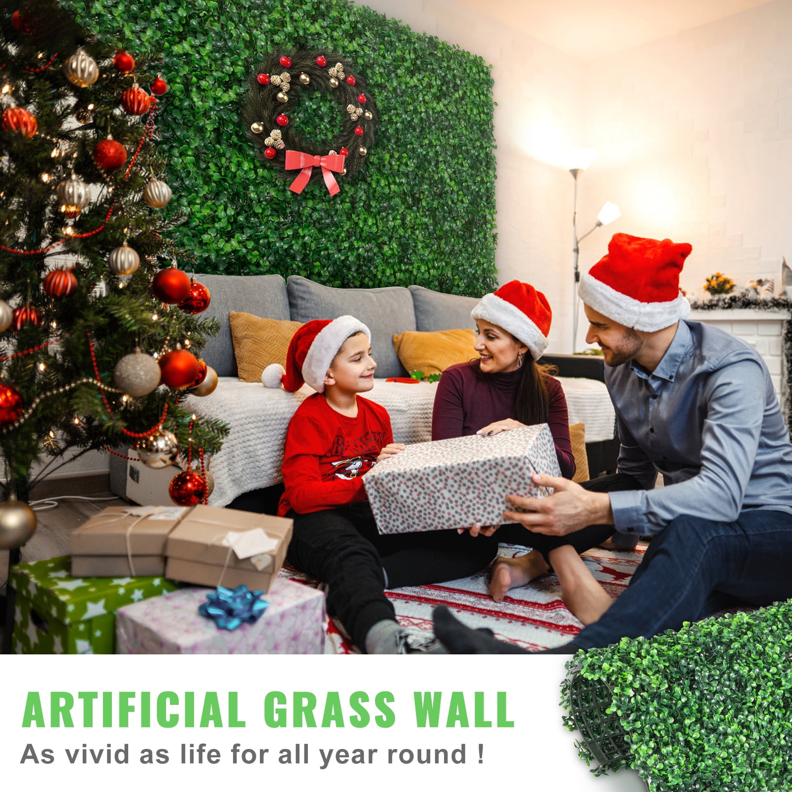 12PCS Artificial Boxwood Panels, Boxwood Hedge Wall Mat,Artificial Grass Backdrop Wall, Privacy Hedge Screen UV Protected for Outdoor Indoor Garden Fence Backyard, 10"x10"