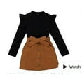 thumbnail image 2 of Zwiiyzr Baby Girls Fall and Winter High-Neck Knitted Corduroy A-Line Skirt Two-Piece Suit Black, 2 of 3