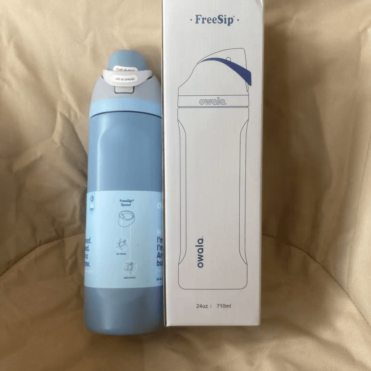 Owala FreeSip Stainless Steel Water Bottle, 24oz, Sea Salt