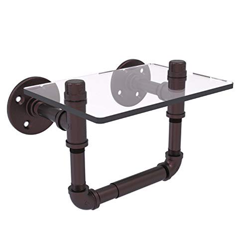 Allied Brass Pipeline Collection Toilet Tissue Holder with Glass Shelf - P-130-TPGS-ABZ