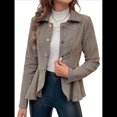 thumbnail image 2 of Elegante Blazer para Mujer, para Oficina, Trabajo, Negocios, con Dobladillo Peplum, Chaqueta Abierta con Diseño de Camello L, 2 of 10