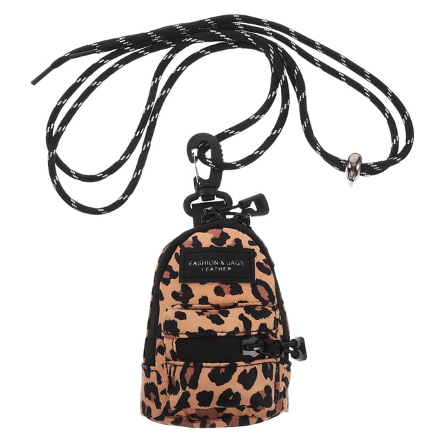 OUNONA 1Set Earbuds Pouch Neck-hanging Design Leopard Crossbody Bag Polyester For Outdoor Use