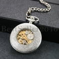 thumbnail image 6 of Vintage Mechanical Pocket Watch Steampunk Skeleton Roman Numberal Windup Watch, 6 of 9