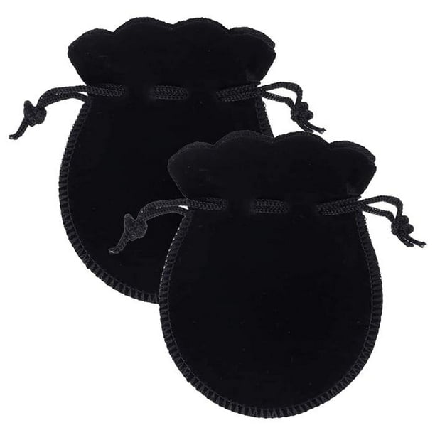Mini Bolsas de Joyería VelvtyBlack 2Pzas Negro 7x9cm Terciopelo Bolsa en Forma de Calabaza.